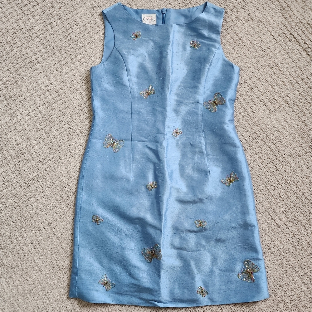 Vintage Talbots Silk Beaded Butterfly Dress Size 10